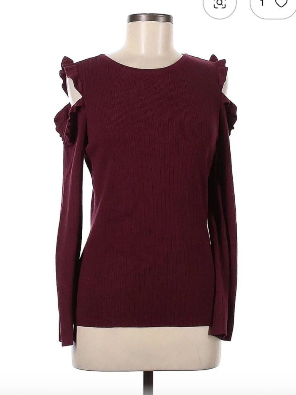 White House Black Market Burgundy Cold Shoulder Sweater Sz M